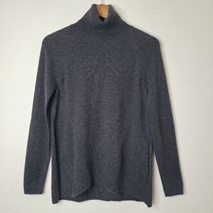 Lafayette 148 New York Cashmere Dark Gray Turtle Neck Sweater Small